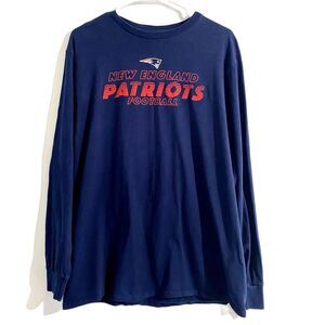 NFL Team Apparel New England Patriots Tee Long Sleeve Navy Blue Men's Size Large